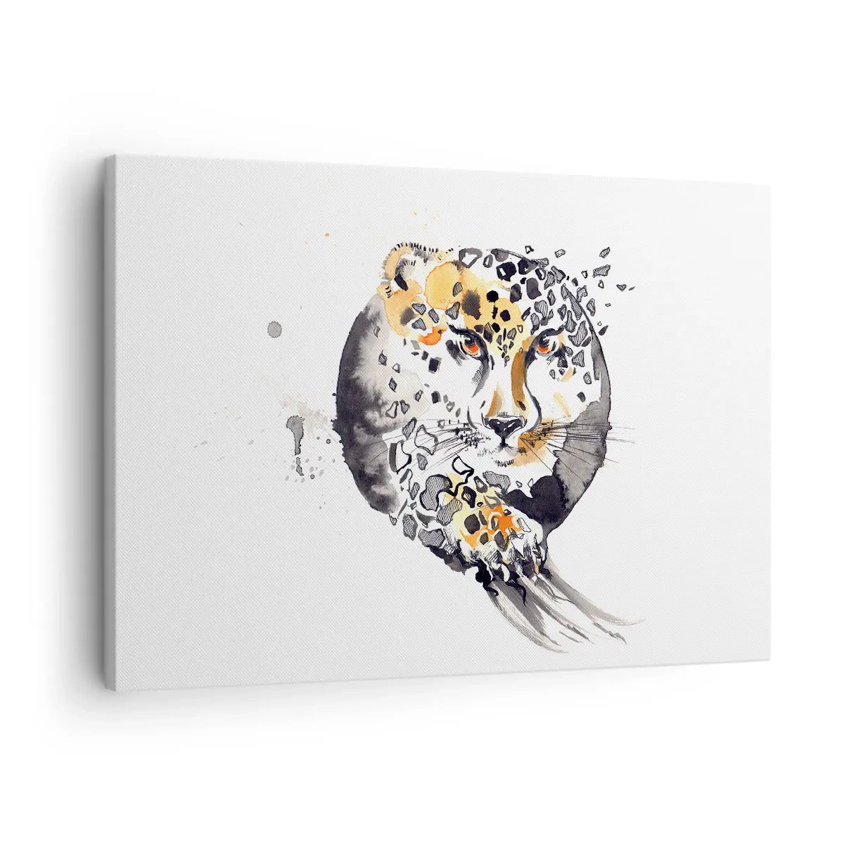 Quadro su tela - Stampe su Tela - Dipinto artistico ad acquerello con motivo ghepardo - 70x50cm - Bellezza predatrice - Decorazione murale moderna per soggiorno e camera da letto ARTTOR