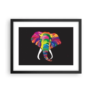 Poster in cornice nera - L'elefante che faceva il bagno nell'arcobaleno - 40x30 cm