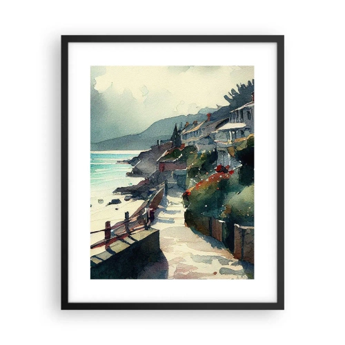 Poster in cornice nera - Cittadina mediterranea - 40x50 cm