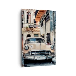 Quadro su tela - Stampe su Tela - Un'auto d'epoca sullo sfondo dell'architettura urbana - 80x120cm - Siesta all'Avana - Decorazione murale moderna per soggiorno e camera da letto ARTTOR