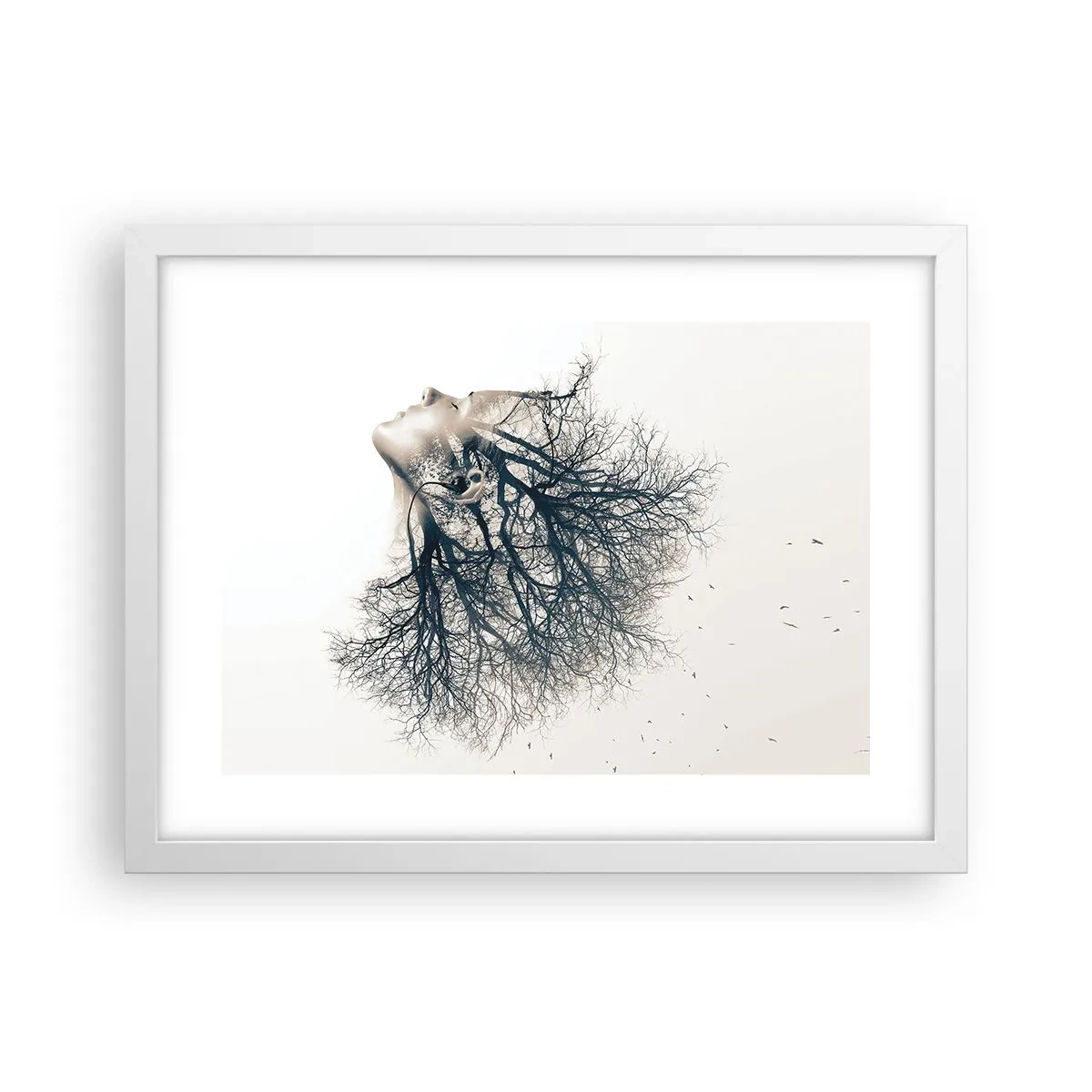 Poster in cornice bianca - In ascolto del sussurro dell'albero - 40x30 cm