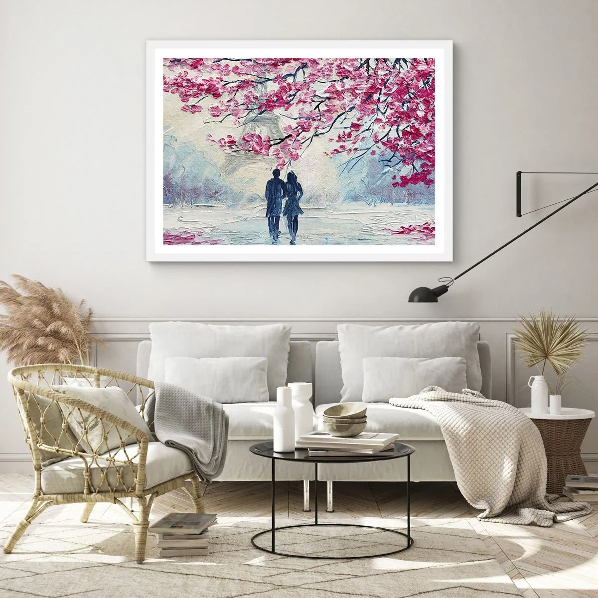 Poster in cornice bianca - Passeggiata romantica - 100x70 cm