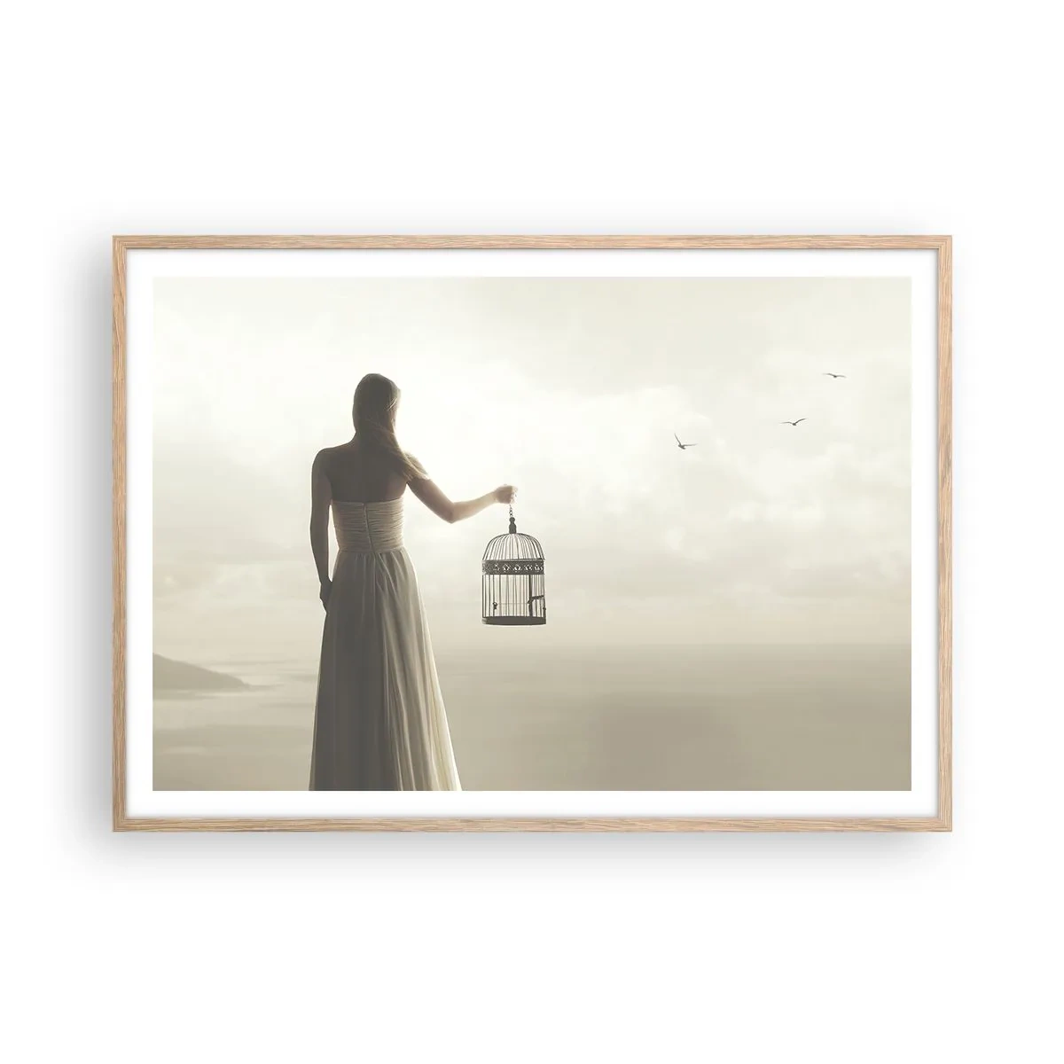 Poster in cornice rovere chiaro - Sii libera - 100x70 cm