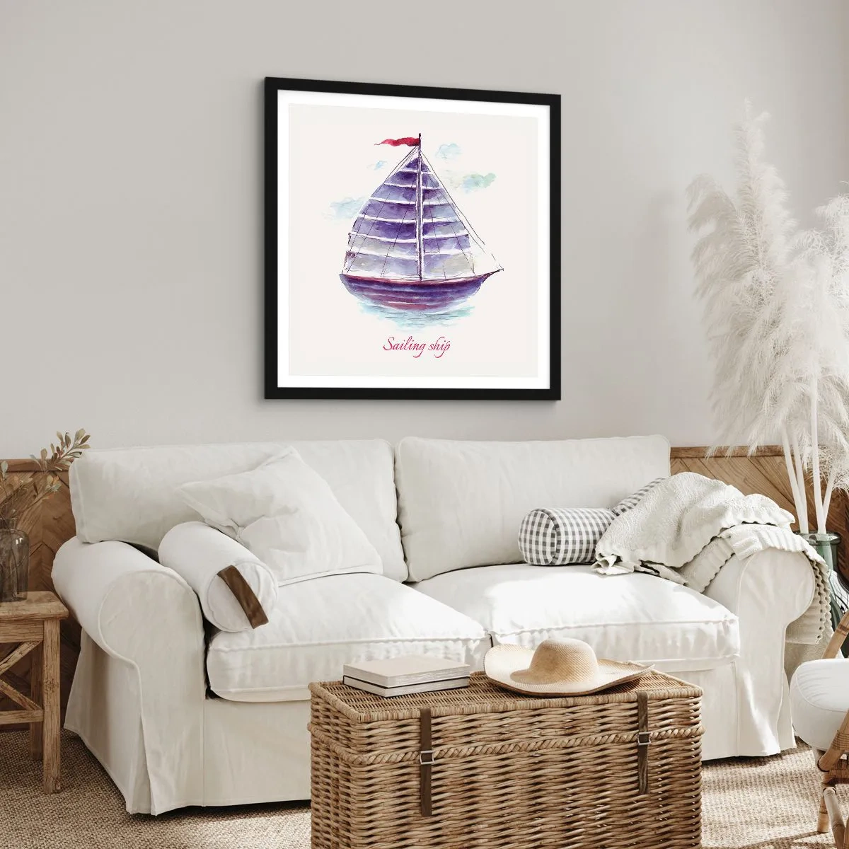 Poster in cornice nera - Gonfie vele e mare calmo - 40x40 cm