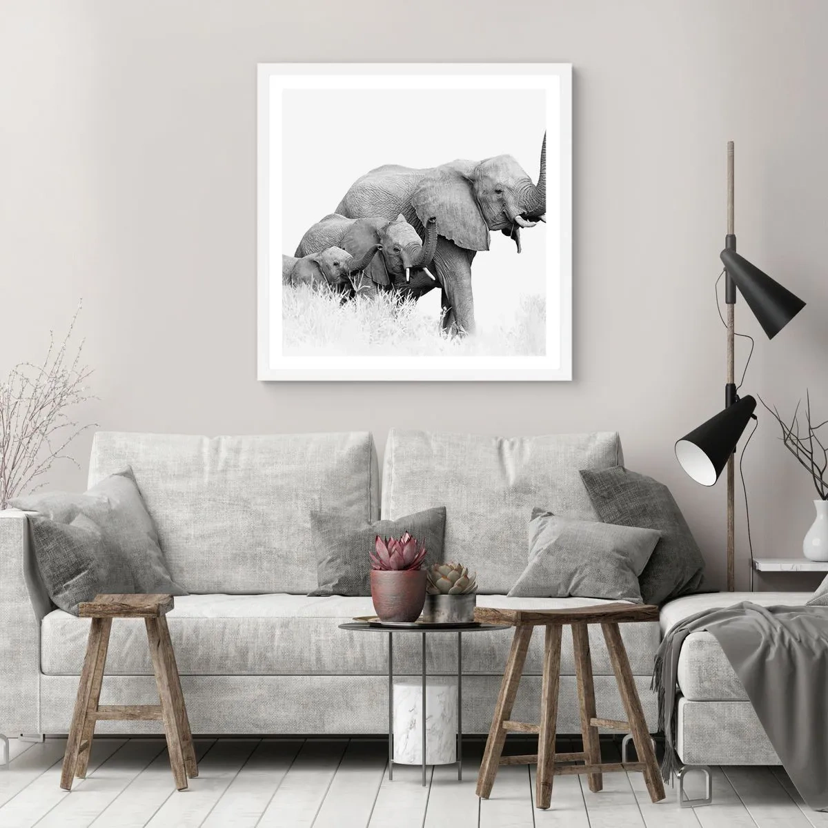 Poster in cornice bianca - Uno, due, tre - 30x30 cm