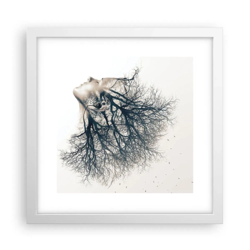 Poster in cornice bianca - In ascolto del sussurro dell'albero - 30x30 cm