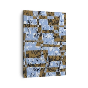 Quadro su tela - Stampe su Tela - Una composizione astratta di rettangoli nelle tonalità del marrone e del blu. - 50x70cm - Carta ritagliata - Decorazione murale moderna per soggiorno e camera da letto ARTTOR