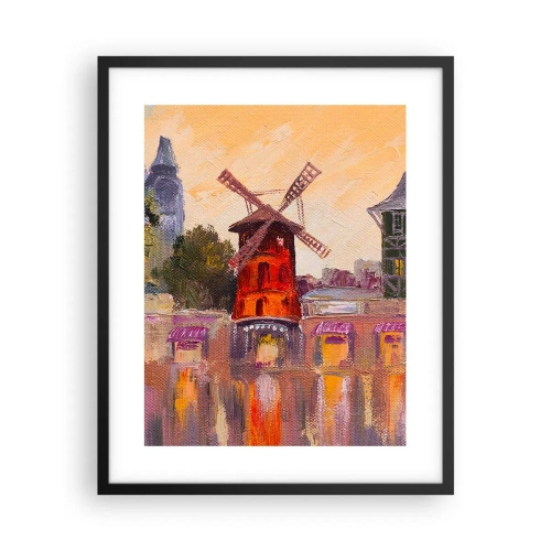 Poster in cornice nera - Le icone di Parigi: il Moulin Rouge - 40x50 cm