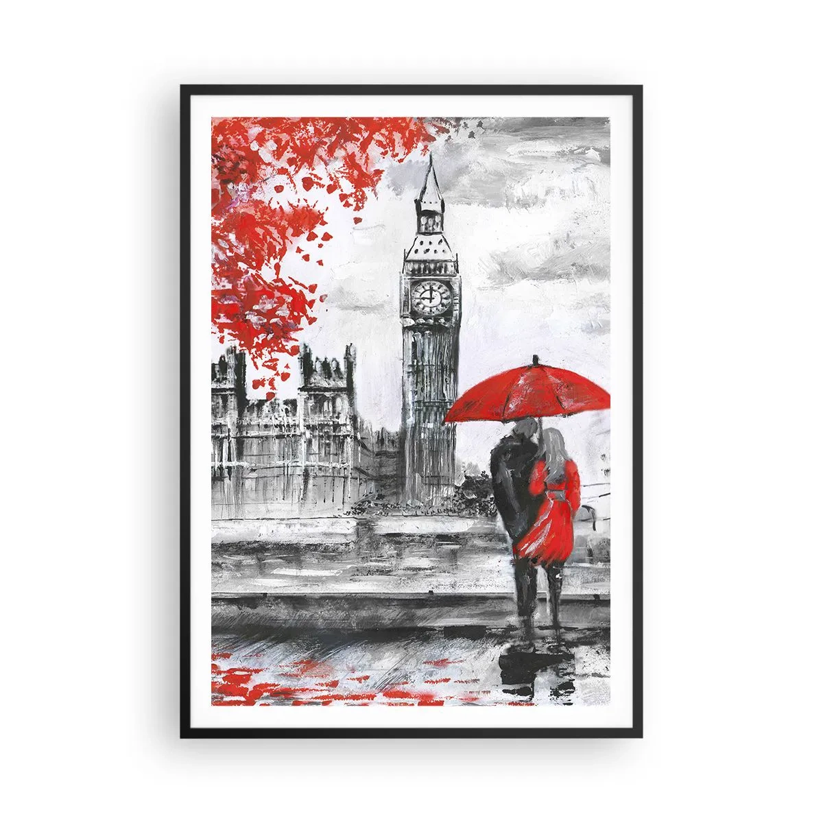 Poster in cornice nera - Innamorati a Londra - 70x100 cm