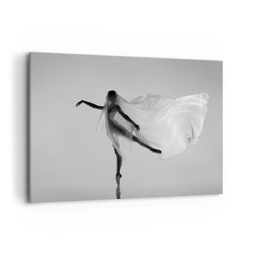 Quadro su tela - Stampe su Tela - Una ballerina in una posa eterea con tessuto fluido - 100x70cm - Leggerezza ed eleganza - Decorazione murale moderna per soggiorno e camera da letto ARTTOR