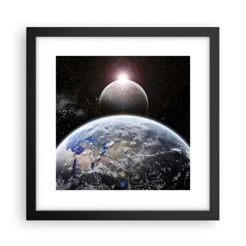 Poster in cornice nera - Paesaggio cosmico: sorgere del sole - 30x30 cm