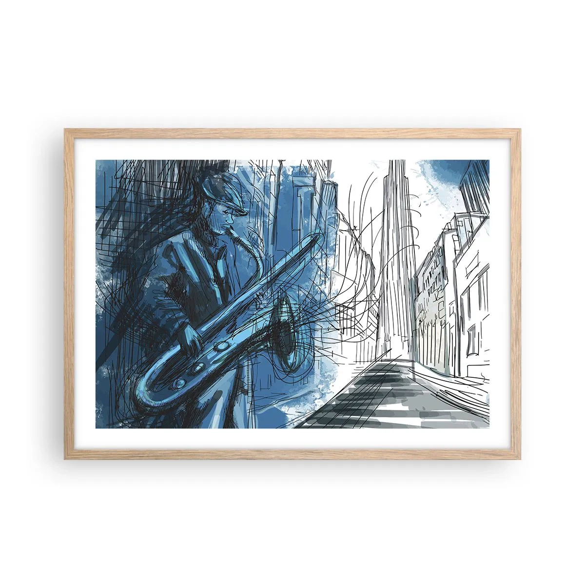 Poster in cornice rovere chiaro - Rapsodia urbana - 70x50 cm