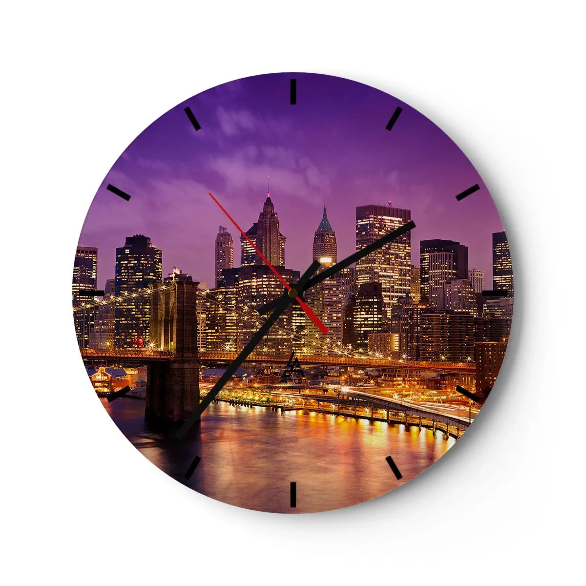 Orologio da parete - Orologio in Vetro - Manhattan in viola e oro - 40x40 cm