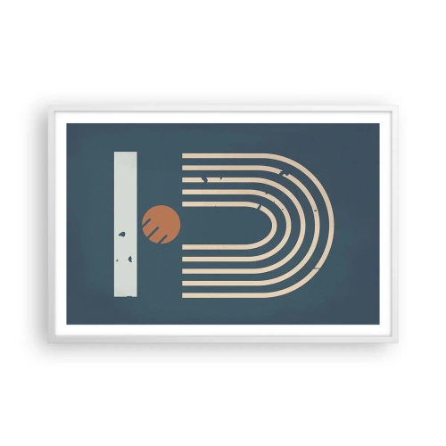 Poster in cornice bianca - Geometria in blu - 91x61 cm