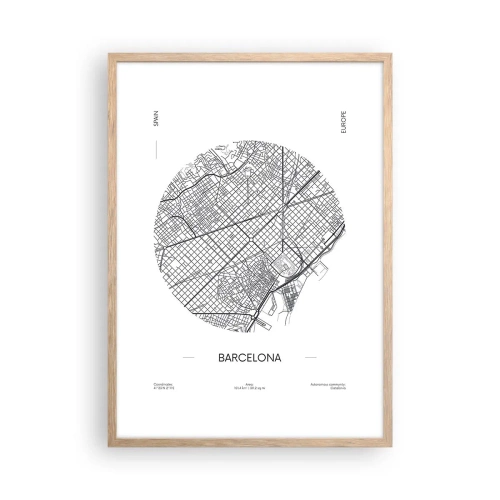 Poster in cornice rovere chiaro - Anatomia di Barcellona - 50x70 cm