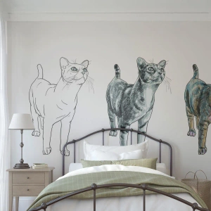 Fotomurali Autoadesivo Deluxe Sticker - Lezione di disegno - Animali, Gatto, Per bambini - 500x350 cm