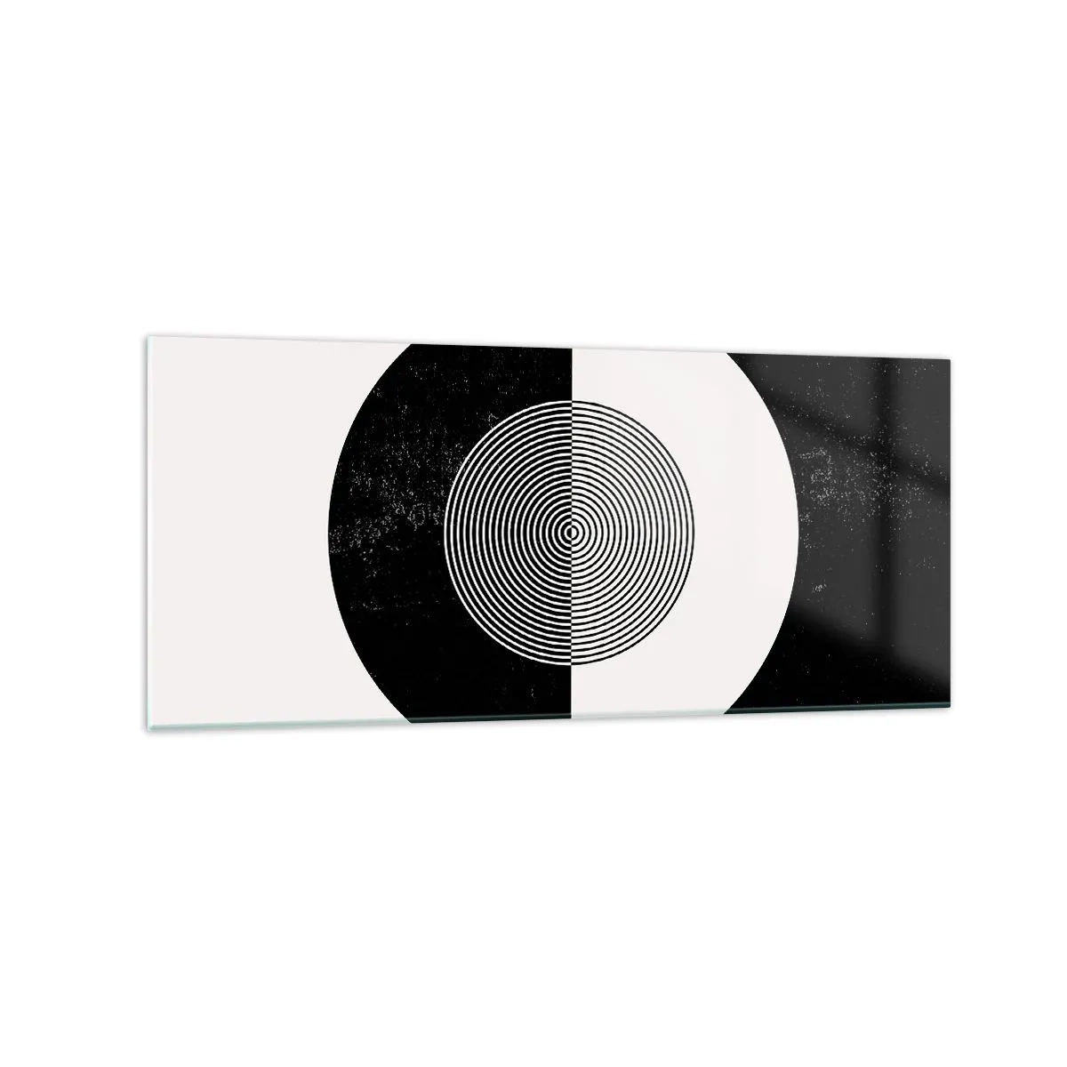 Quadro su vetro - Motivo grafico in bianco e nero a contrasto - 120x50cm - Armonia in bianco e nero - Decorazione murale moderna per soggiorno e camera da letto ARTTOR