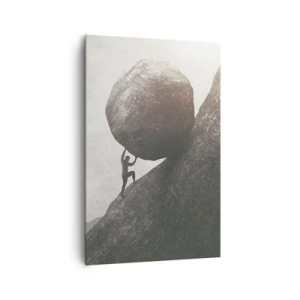 Quadro su tela - Stampe su Tela - Un uomo che scala un enorme masso su una collina - 80x120cm - Credo contro ogni speranza - Decorazione murale moderna per soggiorno e camera da letto ARTTOR