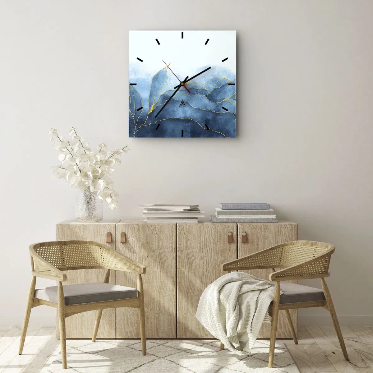 Orologio da parete - Orologio in Vetro - Blu nell'oro - 40x40 cm