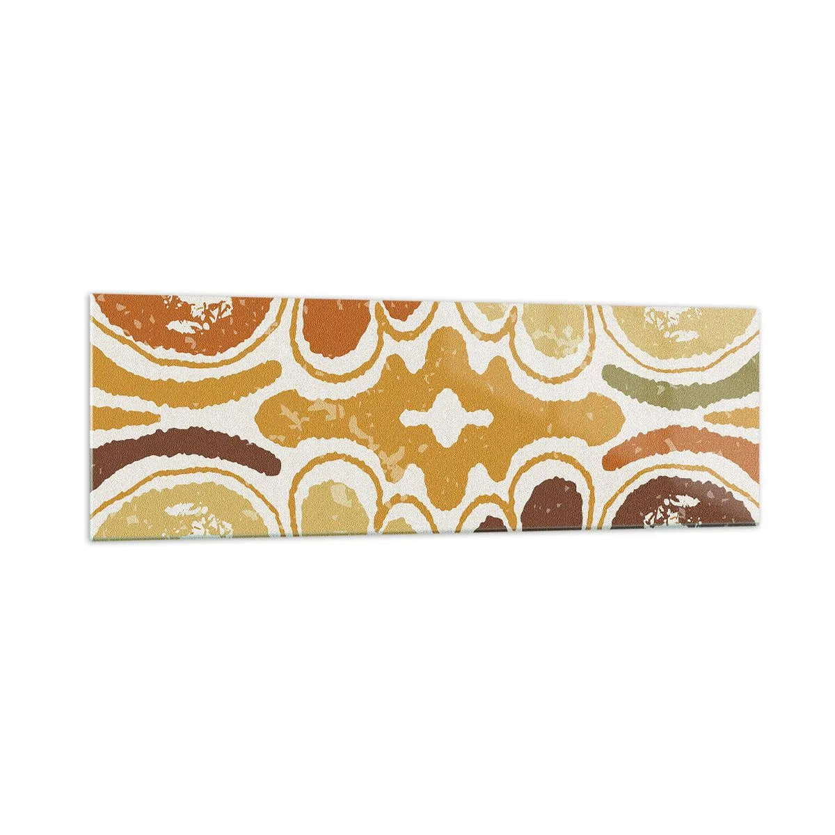 Quadro su vetro - Caldi motivi astratti nei toni del giallo e del marrone - 160x50cm - Astrazione sentimentale - Decorazione murale moderna per soggiorno e camera da letto ARTTOR