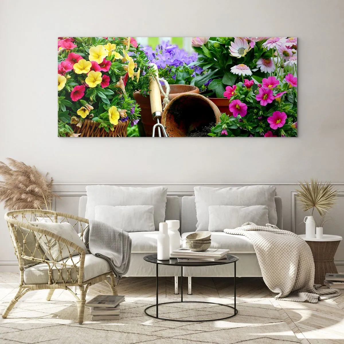 Quadro su vetro - Il giardino di Sofia - 100x40 cm