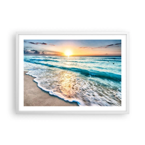Poster in cornice bianca - Tramonto sul mare - 70x50 cm