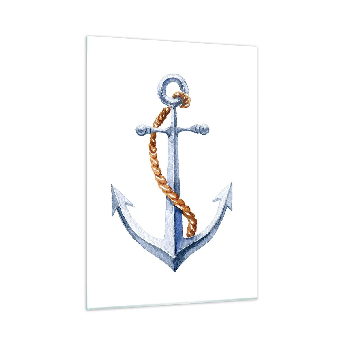 Quadro su vetro - Ancora con corda in stile nautico - 50x70cm - Benvenuta avventura! - Decorazione murale moderna per soggiorno e camera da letto ARTTOR