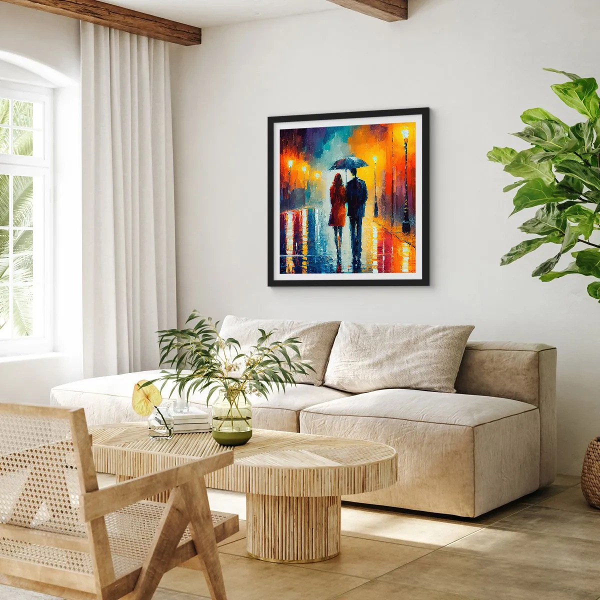 Poster in cornice nera - Insieme la notte è colorata - 40x40 cm