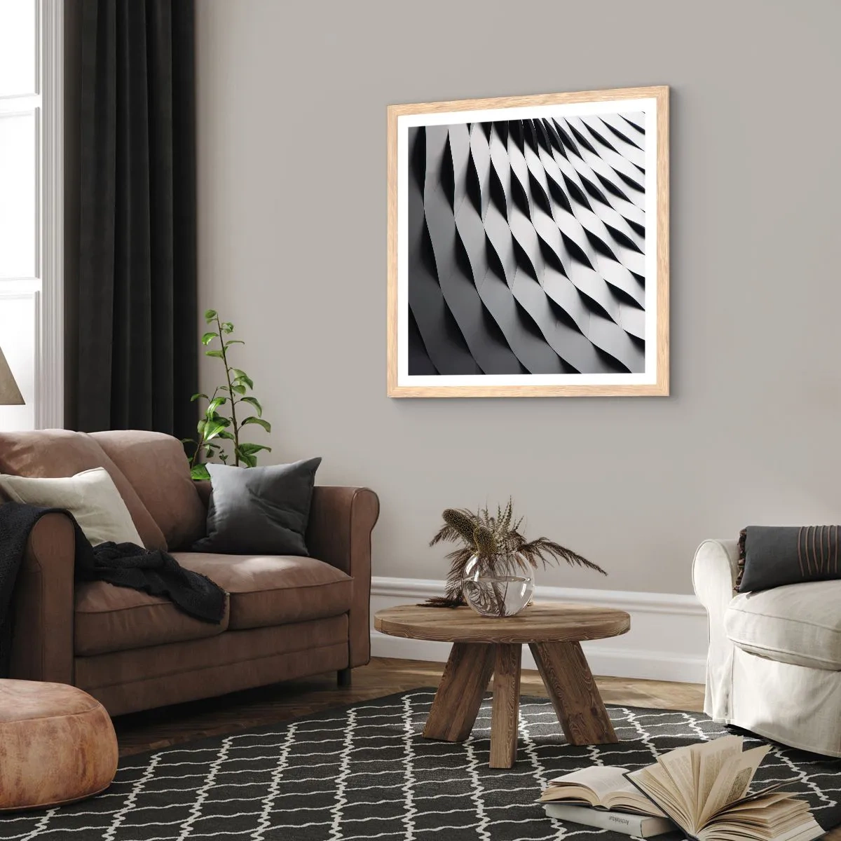 Poster in cornice rovere chiaro - Sulla cresta dell'onda - 60x60 cm