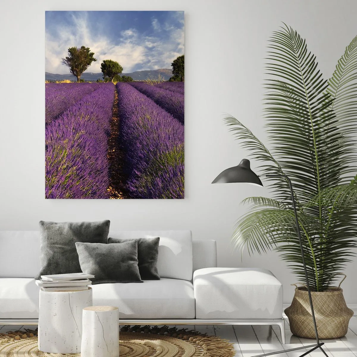 Quadro su vetro - Campi di lavanda - 50x70 cm