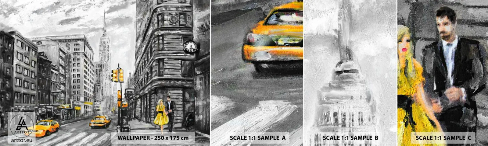 Campione di Fotomurale Adesivo Deluxe Sticker - Racconto di New York - Città, New York, Architettura - 100x30 cm