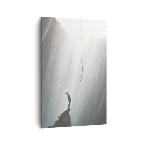 Quadro su tela - Stampe su Tela - Sagoma di un uomo sul pavimento di una grotta con vista sulla luce - 80x120cm - C'è sempre una via d'uscita - Decorazione murale moderna per soggiorno e camera da letto ARTTOR