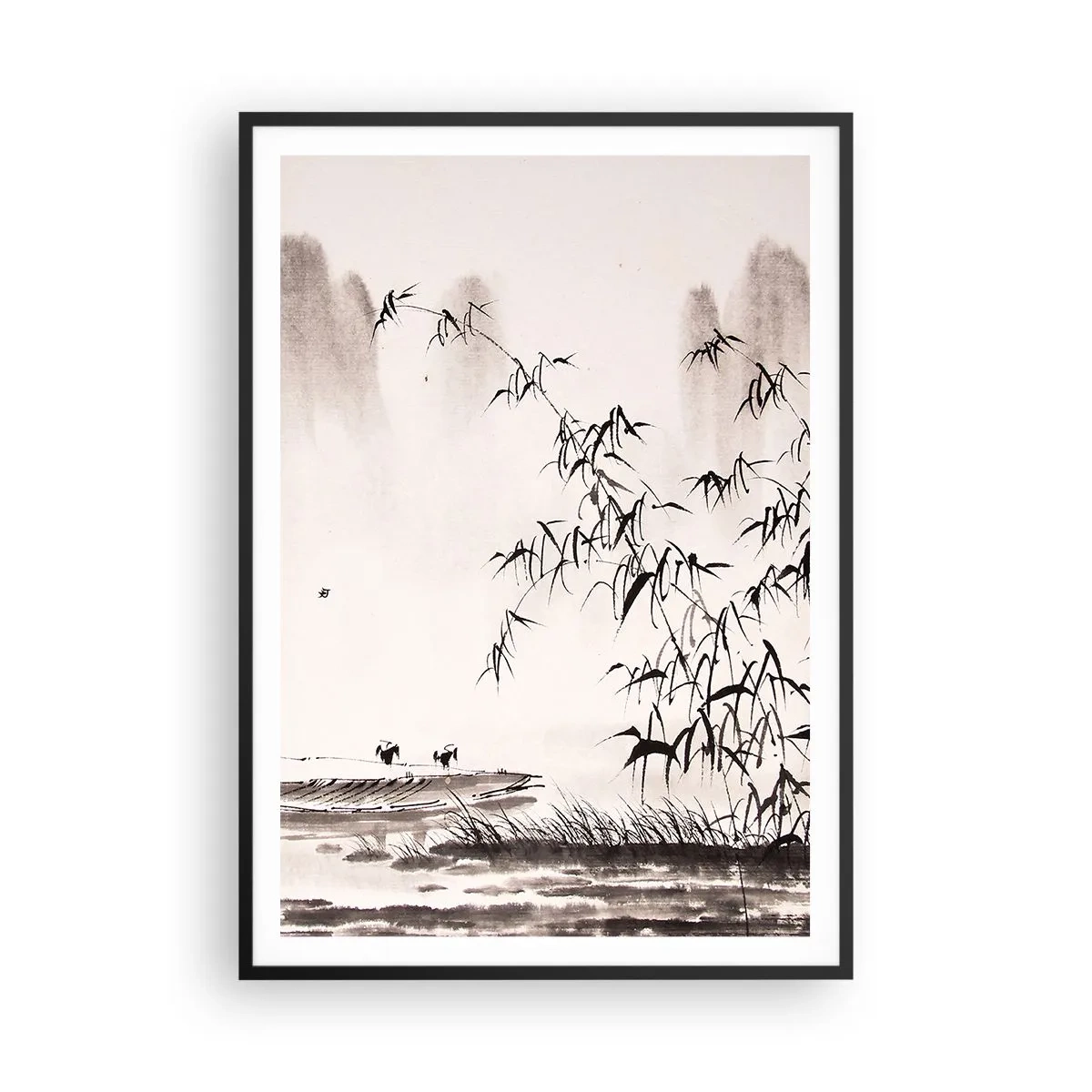 Poster in cornice nera - Il silenzio dei campi di riso - 70x100 cm