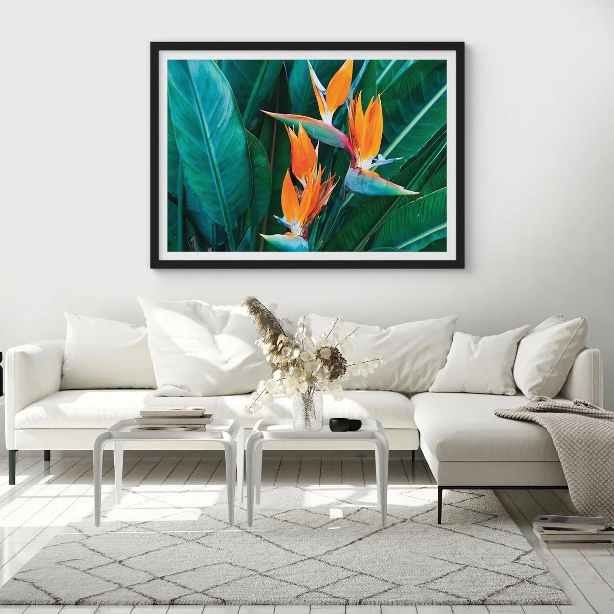 Poster in cornice nera - È un fiore o un uccello? - 50x40 cm