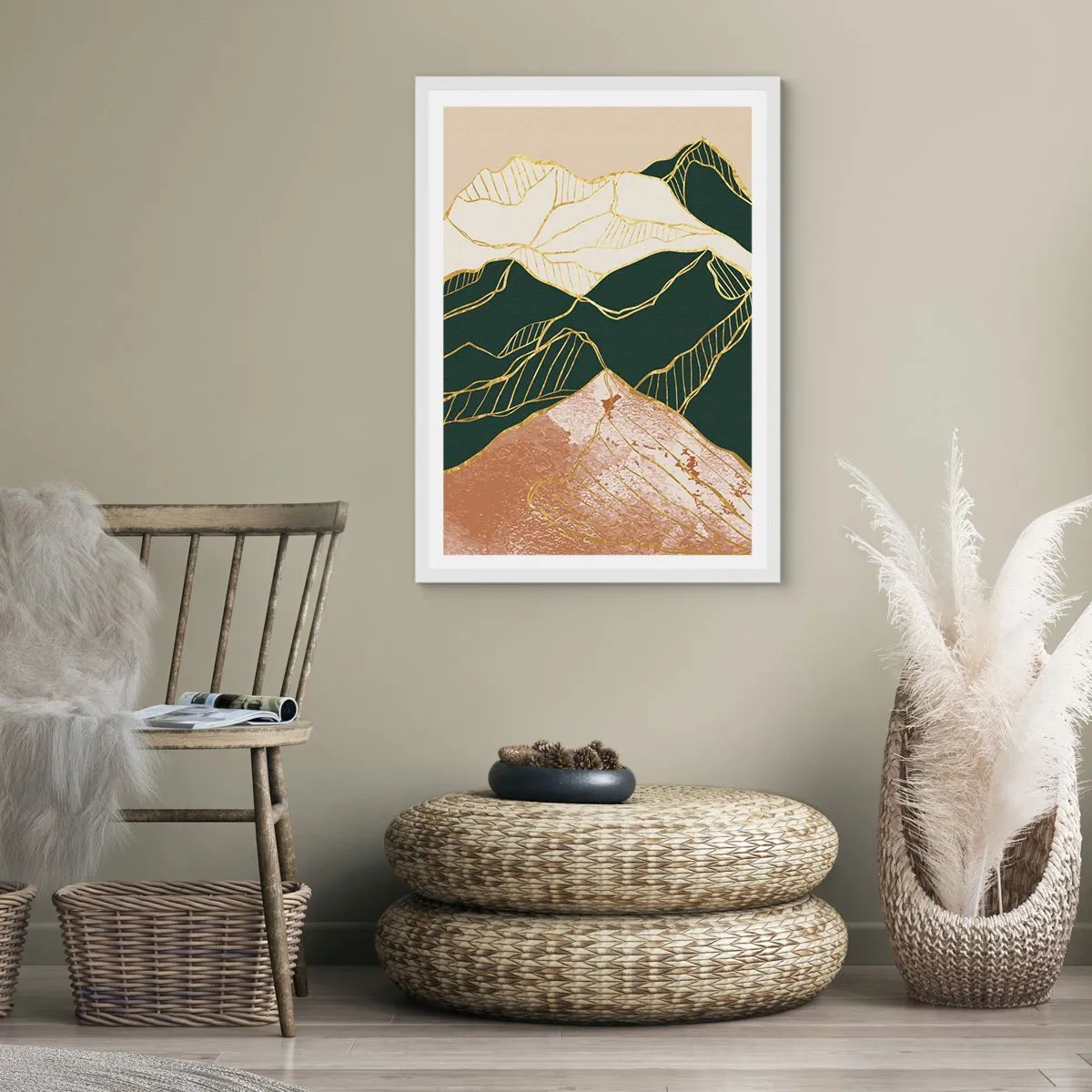Poster in cornice bianca - Cime d'oro - 50x70 cm