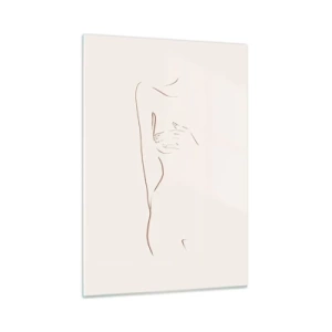 Quadro su vetro - Una linea astratta che raffigura il contorno di un corpo in uno stile delicato e minimalista. - 50x70cm - La forma del desiderio - Decorazione murale moderna per soggiorno e camera da letto ARTTOR