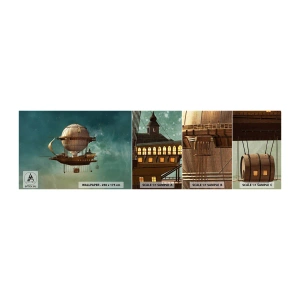 Campione Di Fotomurale Standard Eco - Saluti da Jules Verne - retrò, Viaggio, Palloncino - 100x30 cm