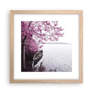 Poster in cornice rovere chiaro - Nel silenzio rosa - 30x30 cm