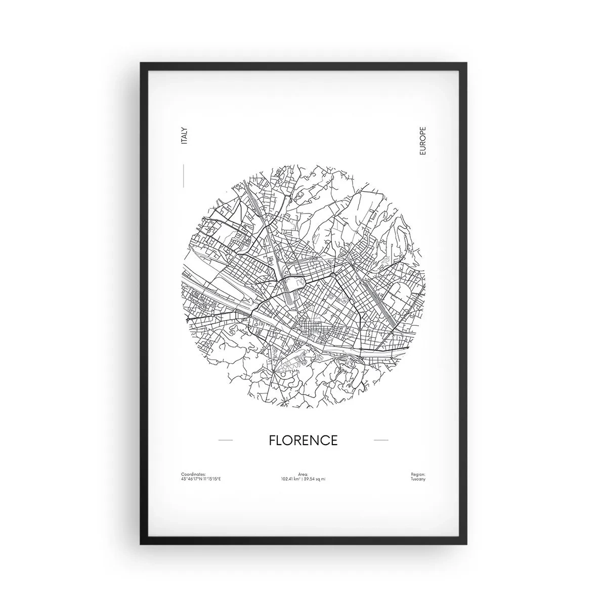 Poster in cornice nera - Anatomia di Firenze - 61x91 cm