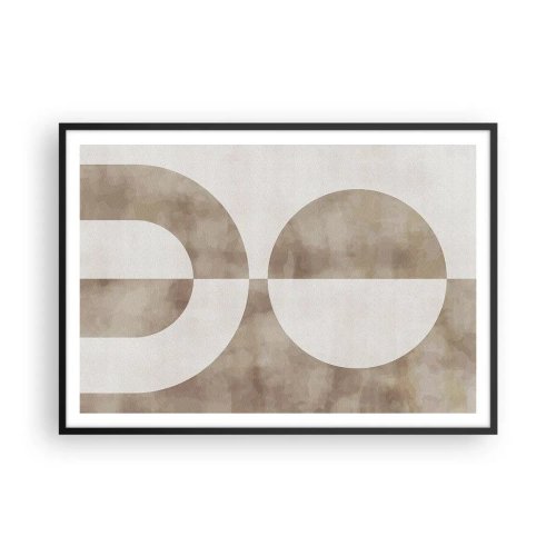 Poster in cornice nera - Un dipinto astratto nei toni del beige con forme geometriche e simmetria. - 100x70cm - Analogie e differenze - Decorazione murale moderna per soggiorno e camera da letto ARTTOR