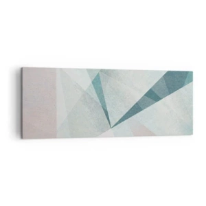 Quadro su tela - Stampe su Tela - Forme geometriche in tonalità pastello di blu e grigio - 140x50cm - Con calma ma dinamicamente - Decorazione murale moderna per soggiorno e camera da letto ARTTOR