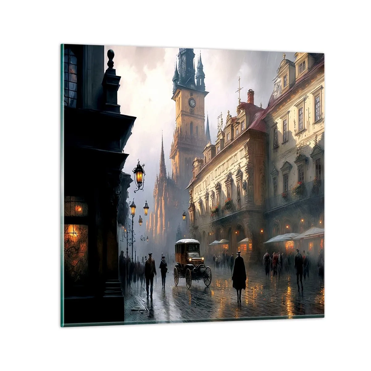 Quadro su vetro - Il fascino delle sere di Praga - 50x50 cm