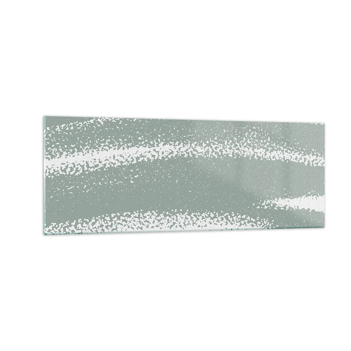 Quadro su vetro - Onde invernali nei toni del menta e del bianco - 140x50cm - Astrazione in clima invernale - Decorazione murale moderna per soggiorno e camera da letto ARTTOR