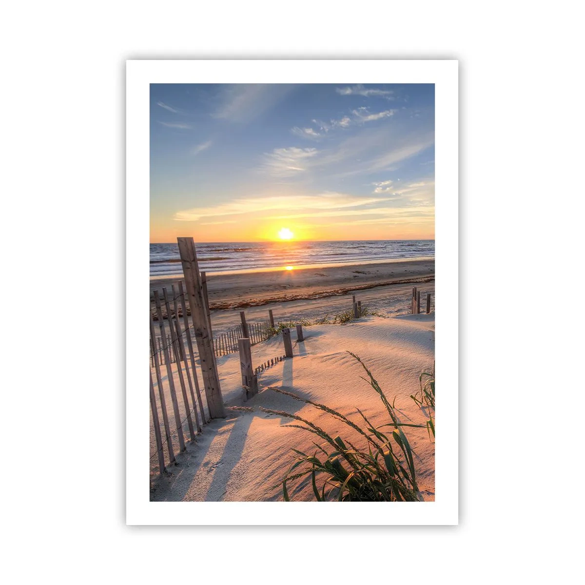 Poster - La spiaggia illuminata dal sole al tramonto - 50x70cm - Luci e ombre del vento - Decorazione murale moderna per soggiorno e camera da letto ARTTOR