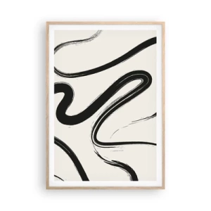 Poster in cornice rovere chiaro - Capriccio bianco e nero - 70x100 cm