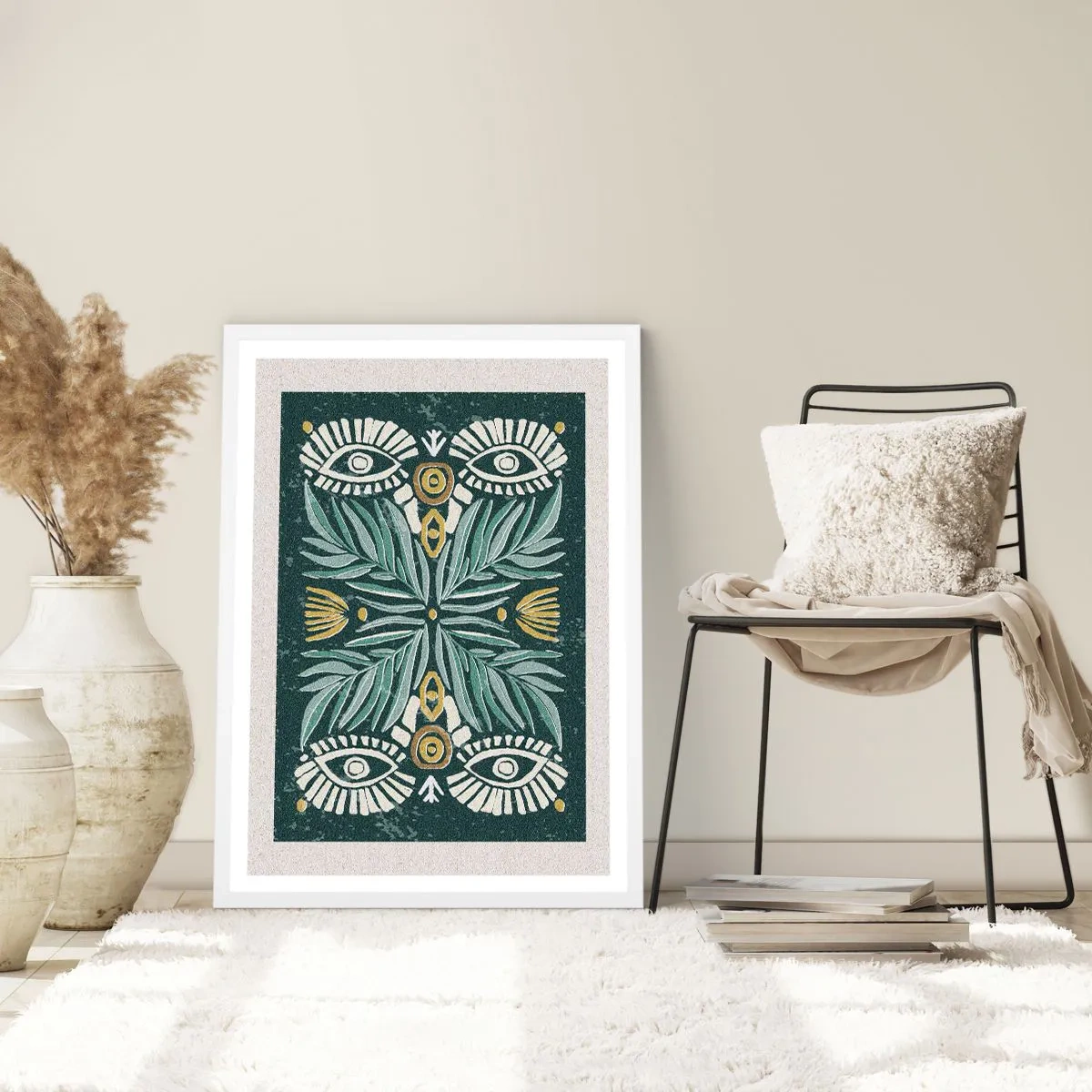 Poster in cornice bianca - Geometrie di arte popolare - 50x70 cm