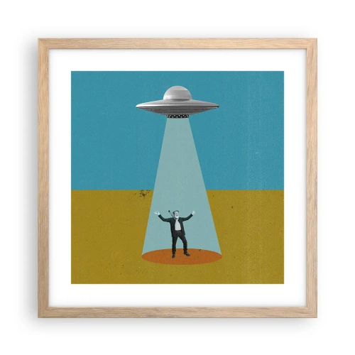 Poster in cornice rovere chiaro - Incontro ravvicinato - 40x40 cm