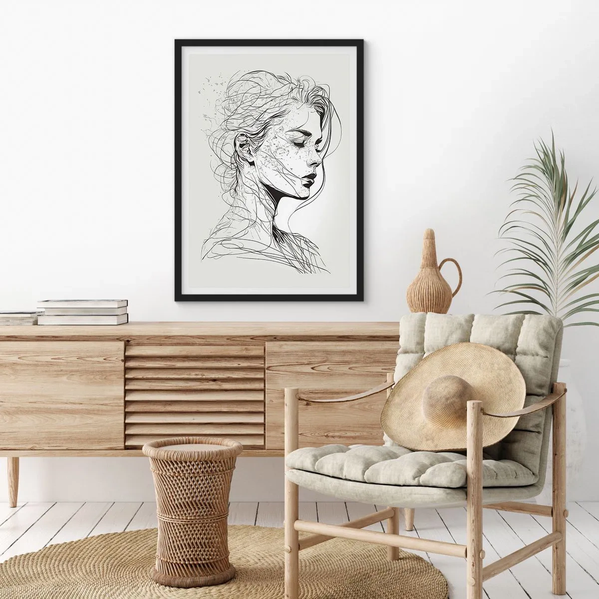 Poster in cornice nera - Ritratto pensieroso - 70x100 cm