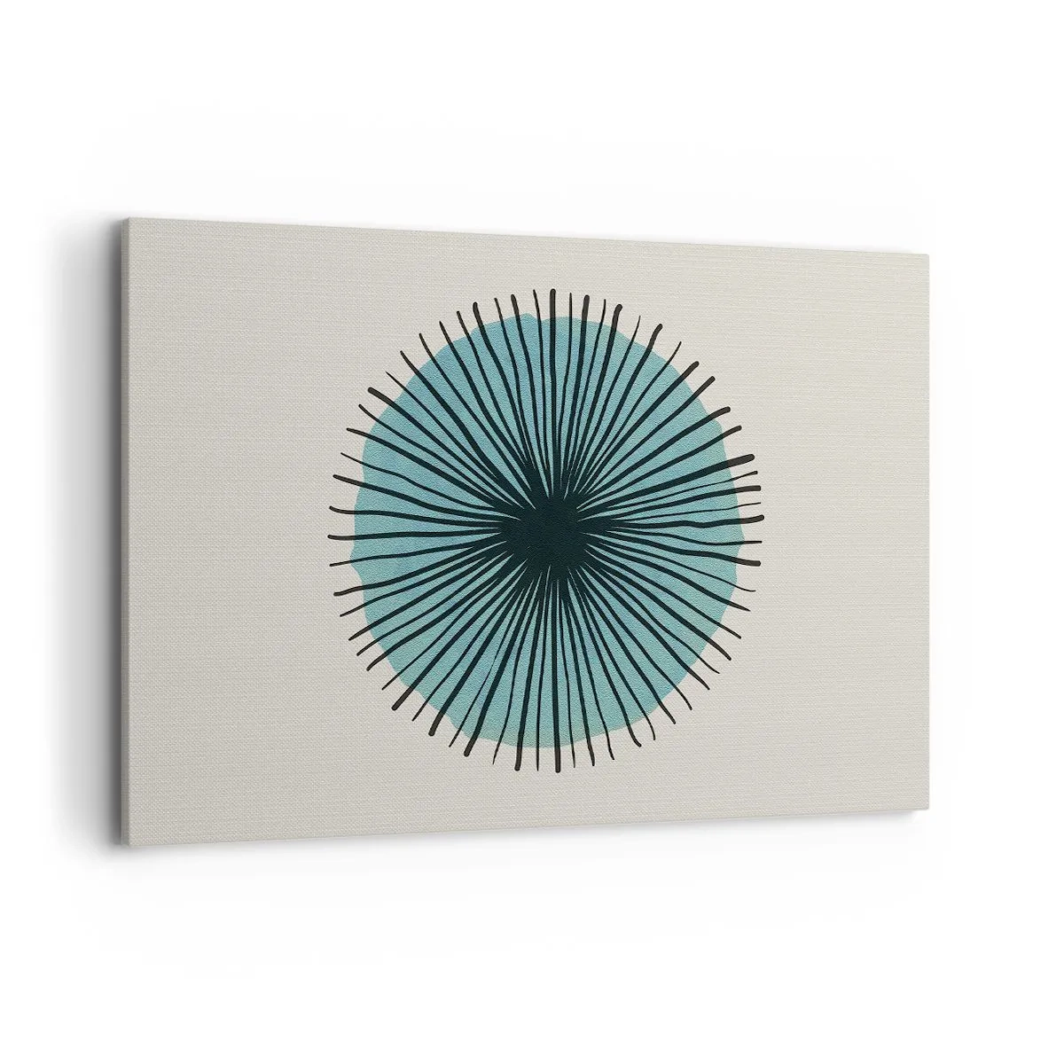 Quadro su tela - Stampe su Tela - Forma circolare astratta con raggi blu - 120x80cm - Radiosamente nel blu - Decorazione murale moderna per soggiorno e camera da letto ARTTOR