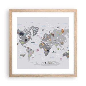 Poster in cornice rovere chiaro - Dimmi di dove sei... - 40x40 cm